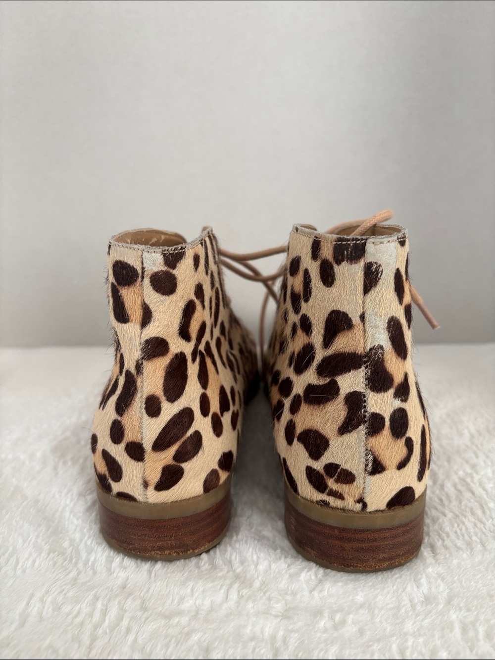 Steve Madden calf skin Leopard Print Lace-Up Ankle Boots - Beige/Brown - Picture 6 of 9